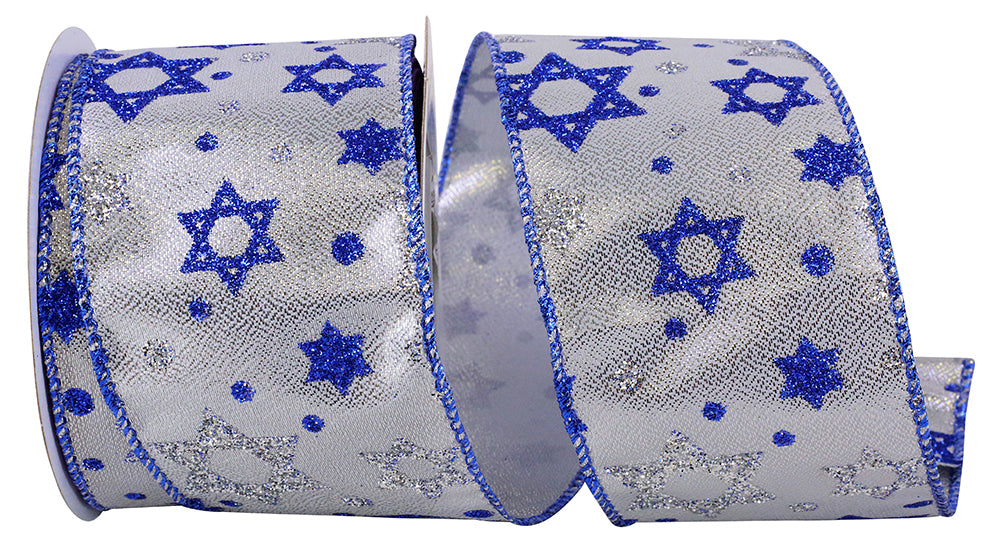 Hanukkah Star Of David Ribbon Silver Royal 2-1/2 Inch