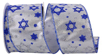 Hanukkah Star Of David Ribbon Silver Royal 2-1/2 Inch