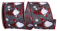 Grey 2-1 2 Inch Gnome Snowflake Linen Holiday Wired Edge Ribbon Rd for Wreaths & Bows