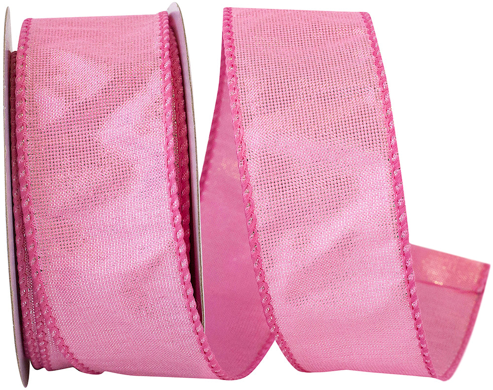 Pink 1-1/2 Inch Glimmer Taffeta Wired Edge Ribbon