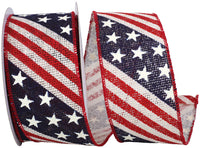 Flag Hopsack Ribbon Red White Blue 2-1/2 Inch 10Yds
