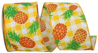 Yellow 2-1/2 Inch Pineapple On Sunshine Gingham Ribbon