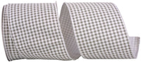 Grey Gingham Seersucker Wired Edge Ribbon 4 Inch 10Yds