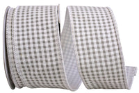Grey Gingham Seersucker Wired Edge Ribbon 2-1/2 Inch