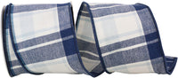 Denim Plaid Canvas Wired Edge Ribbon 4 Inch 10Yds