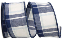 Plaid Denim Canvas Wired Edge Ribbon 2-1/2 Inch 10Yds
