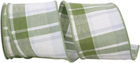 Sage Plaid Canvas Wired Edge Ribbon 4 Inch for Wreaths