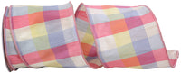 Sherbert 4 Inch Afternoon Check Grand Wired Edge Ribbon for Wreaths & Bows