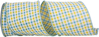 Light 4 Inch Seersucker Check Summer Wired Edge Ribbon for Wreaths & Bows