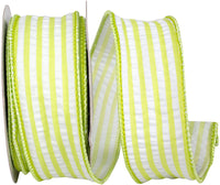 Lime 1-1 2 Inch Lime Stripe Decor Wired Edge Ribbon for Wreaths & Bows