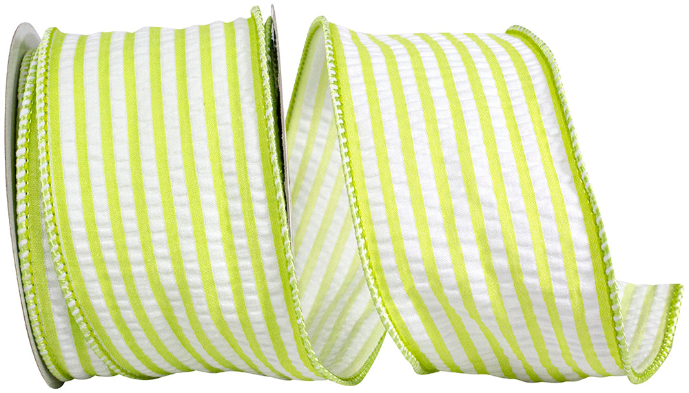Lime 2-1 2 Inch Lime Stripe Decor Wired Edge Ribbon for Wreaths & Bows