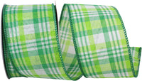 Emerald Forest Green Plaid Wired Edge Ribbon 2-1/2 Inch
