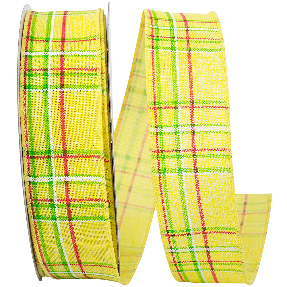Banana 1-1/2 Inch Linen Wired Edge Ribbon for Wreaths
