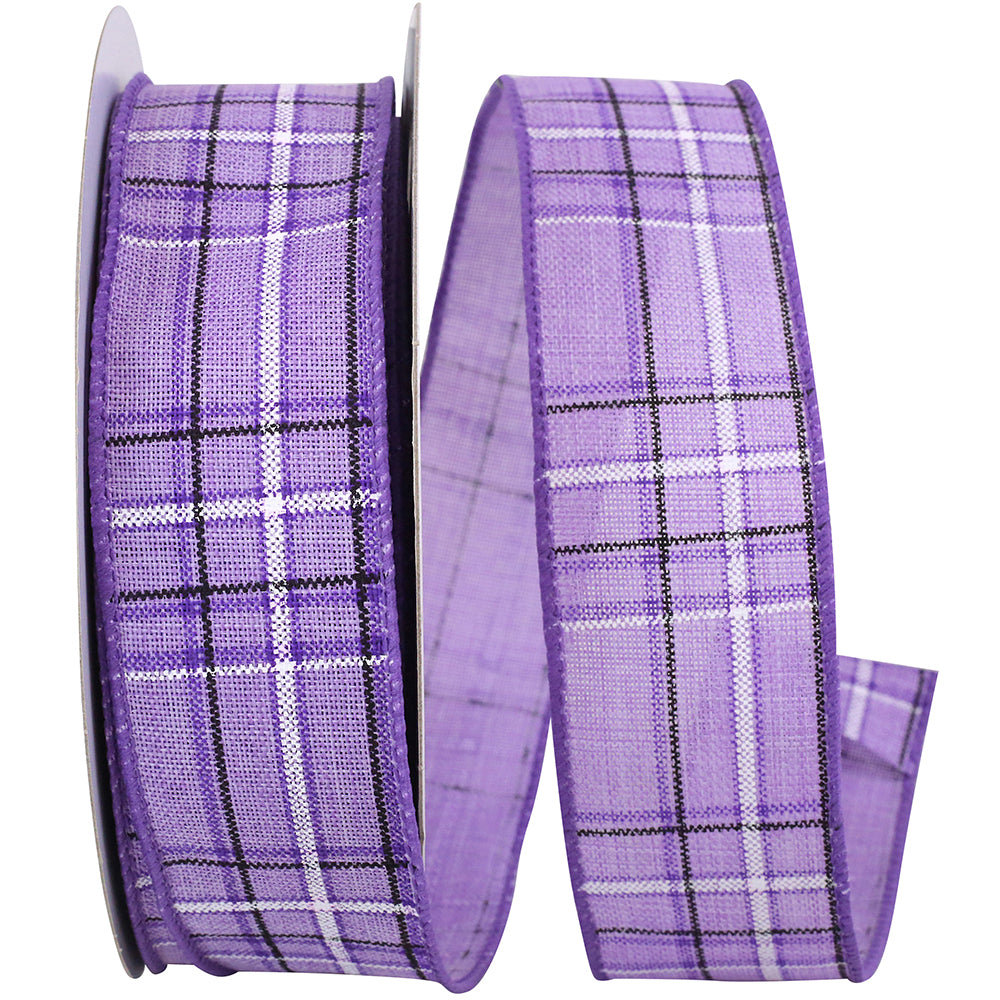 Purple 1-1/2 Inch Linen Wired Edge Ribbon for Wreaths
