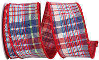 Plaid Americana Canvas Ribbon Red White Blue 2-1/2 Inch