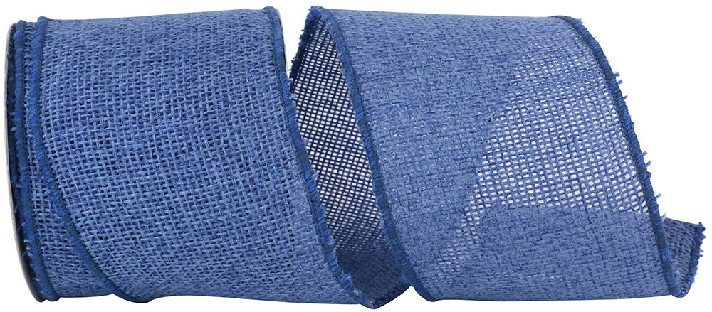 Blue Burlap Wired Edge Ribbon 4 Inch for Wreaths