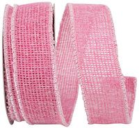Pink Burlap Wired Edge Ribbon 1-1/2 Inch