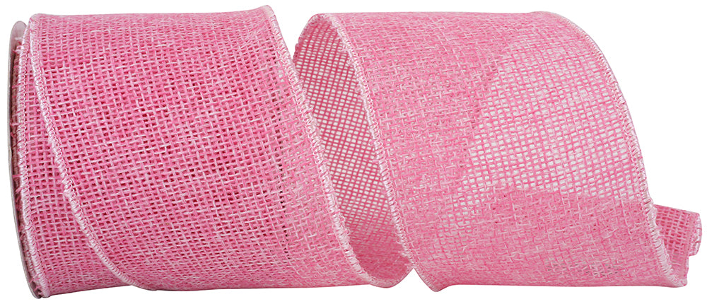Pink 4 Inch Burlap Wired Edge Ribbon for Wreaths