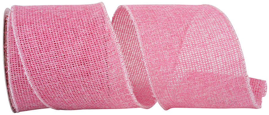 Pink 4 Inch Burlap Wired Edge Ribbon for Wreaths