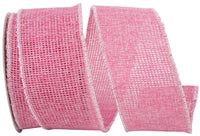 Pink Burlap Wired Edge Ribbon 2-1/2 Inch for Crafting