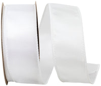 White 1-1 2 Inch Grosgrain Sheen Wired Edge Ribbon for Wreaths & Bows