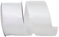 White 2-1 2 Inch Grosgrain Sheen Wired Edge Ribbon for Wreaths & Bows