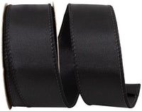 Black 1-1 2 Inch Grosgrain Sheen Wired Edge Ribbon for Wreaths & Bows