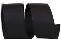 Black 2-1 2 Inch Grosgrain Sheen Wired Edge Ribbon for Wreaths & Bows