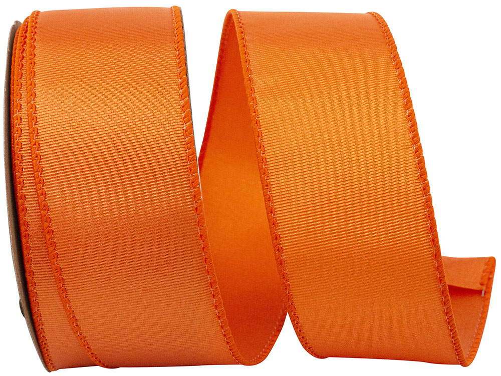 Orange 1-1 2 Inch Grosgrain Sheen Wired Edge Ribbon for Wreaths & Bows