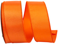 Orange 1-1 2 Inch Grosgrain Sheen Wired Edge Ribbon for Wreaths & Bows
