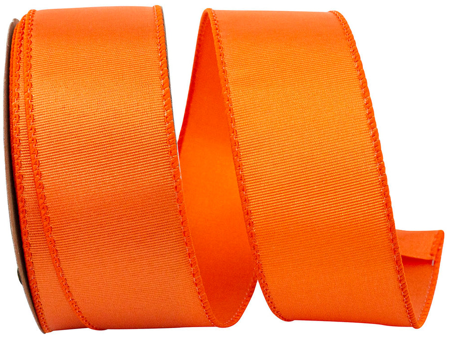 Orange 1-1 2 Inch Grosgrain Sheen Wired Edge Ribbon for Wreaths & Bows