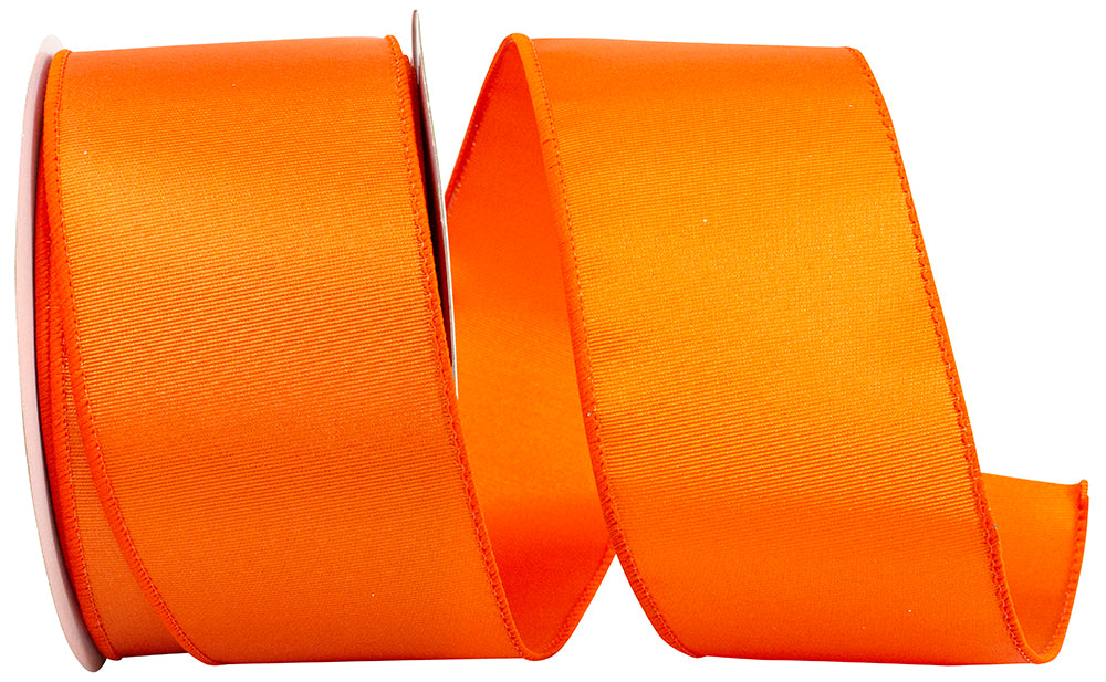 Orange 2-1 2 Inch Grosgrain Sheen Wired Edge Ribbon for Wreaths & Bows