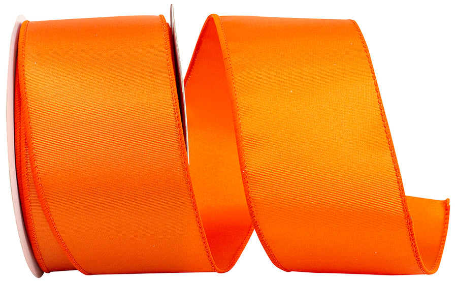 Orange 2-1 2 Inch Grosgrain Sheen Wired Edge Ribbon for Wreaths & Bows