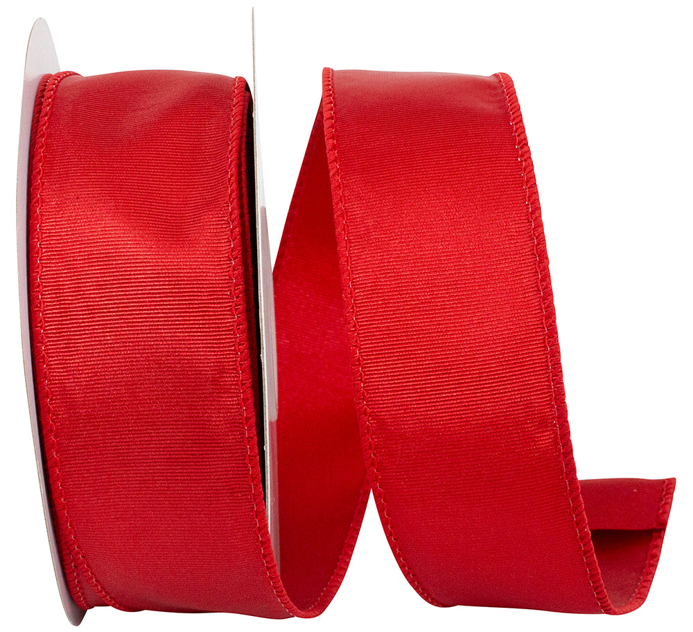 Red 1-1 2 Inch Grosgrain Sheen Wired Edge Ribbon for Wreaths & Bows