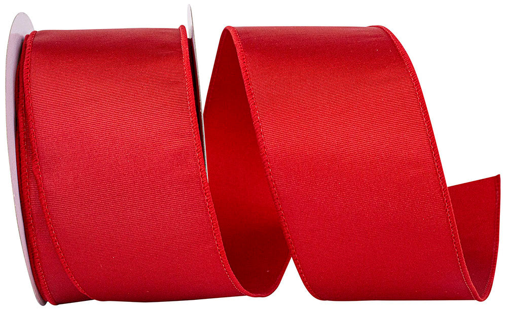 Red 2-1 2 Inch Grosgrain Sheen Wired Edge Ribbon for Wreaths & Bows