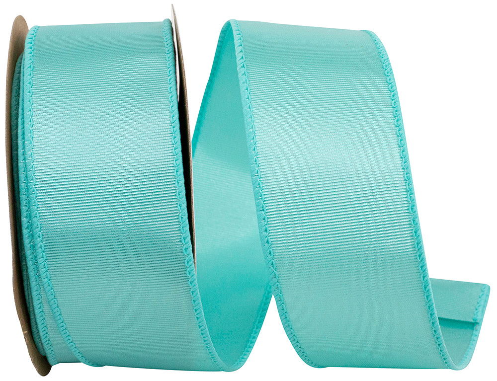 Aqua Grosgrain Sheen Wired Edge Ribbon 1-1/2 Inch for Bows