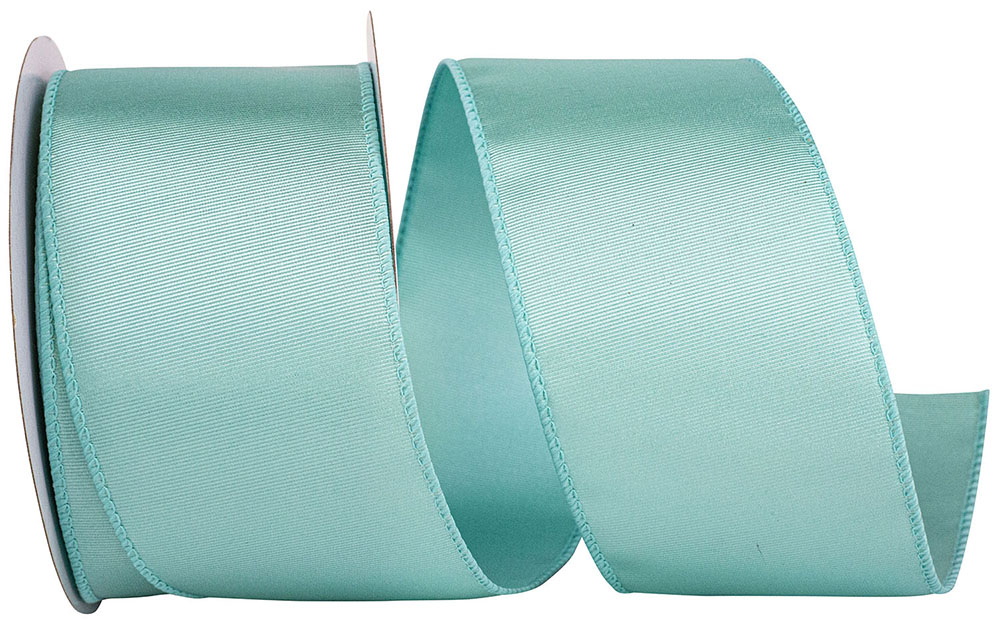 Aqua Grosgrain Sheen Wired Edge Ribbon 2-1/2 Inch 10 Yards