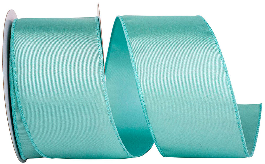 Aqua Grosgrain Sheen Wired Edge Ribbon 2-1/2 Inch 10Yds