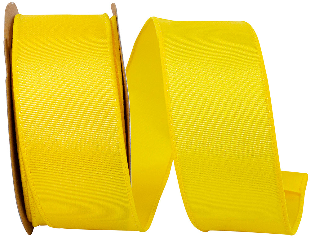 Yellow 1-1 2 Inch Grosgrain Sheen Wired Edge Ribbon for Wreaths & Bows