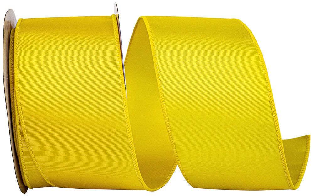 Yellow 2-1 2 Inch Grosgrain Sheen Wired Edge Ribbon for Wreaths & Bows