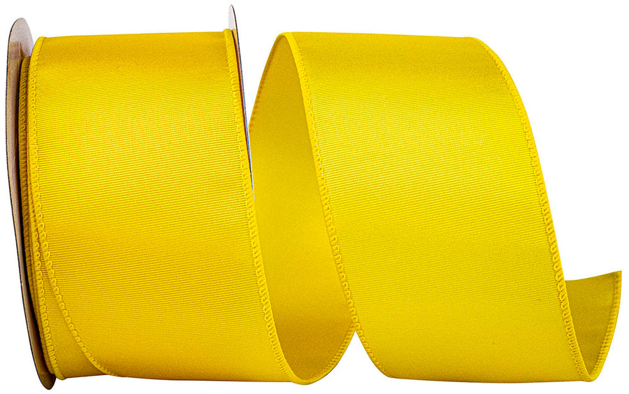 Yellow 2-1 2 Inch Grosgrain Sheen Wired Edge Ribbon for Wreaths & Bows