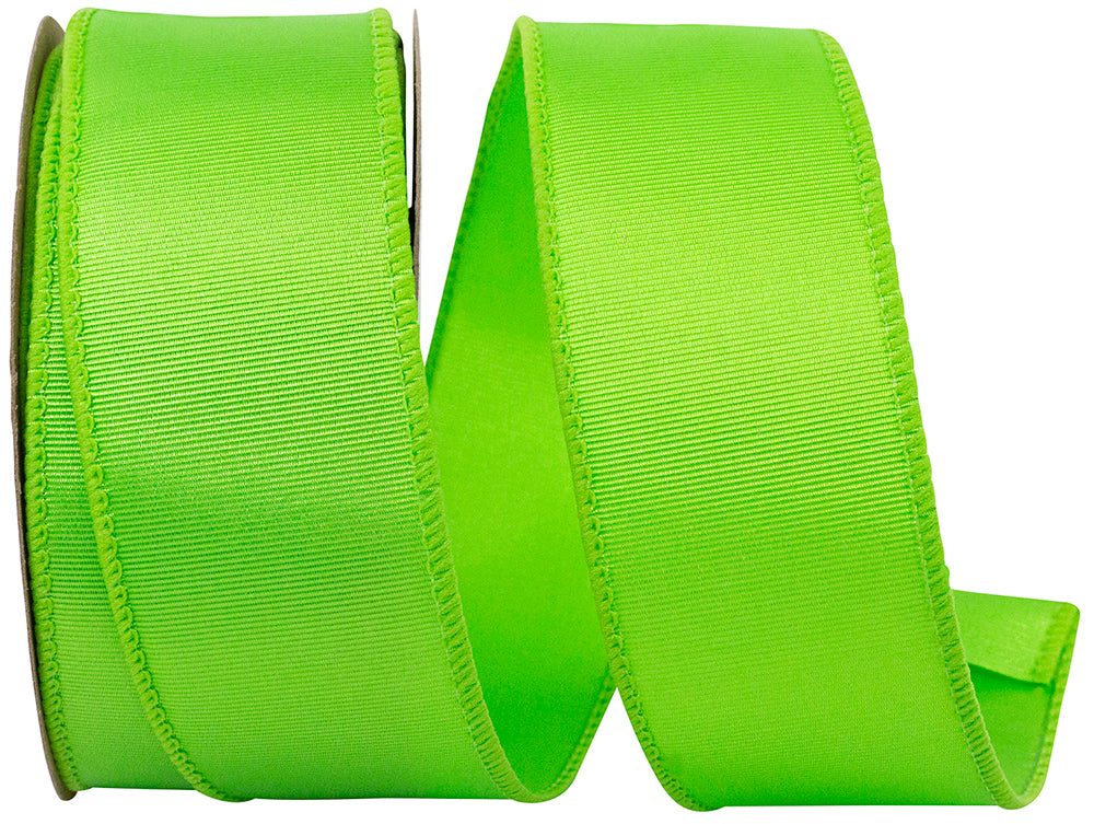 Lime 1-1 2 Inch Grosgrain Sheen Wired Edge Ribbon for Wreaths & Bows