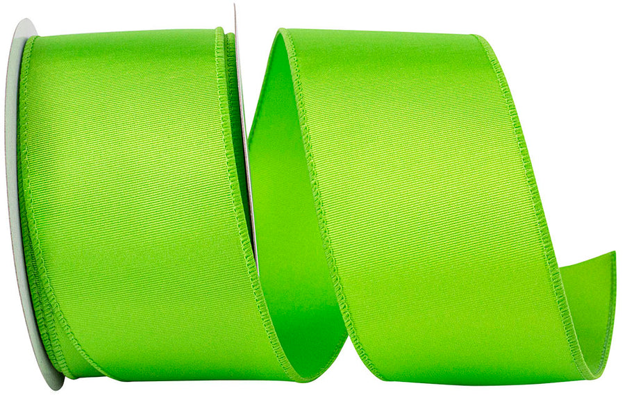 Lime 2-1 2 Inch Grosgrain Sheen Wired Edge Ribbon for Wreaths & Bows