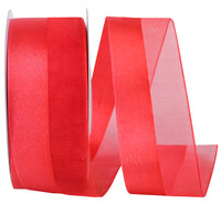 Red Taffeta Sheer Bar Run Ribbon 1-1/2 Inch 25Yds