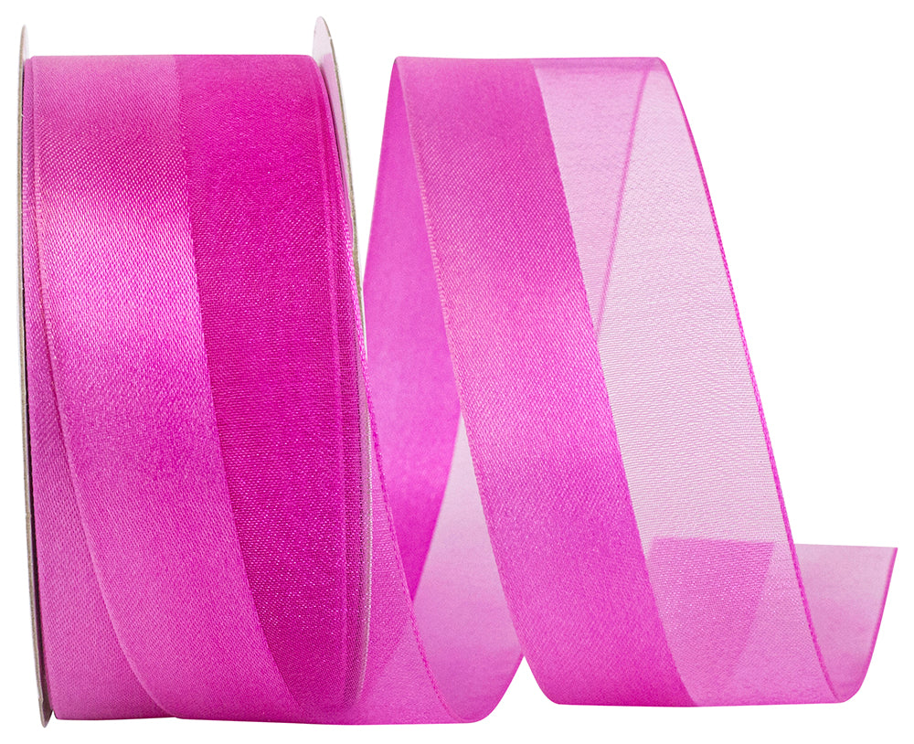 Fuchsia Taffeta Sheer Bar Run Ribbon 1-1/2 Inch 25 Yards