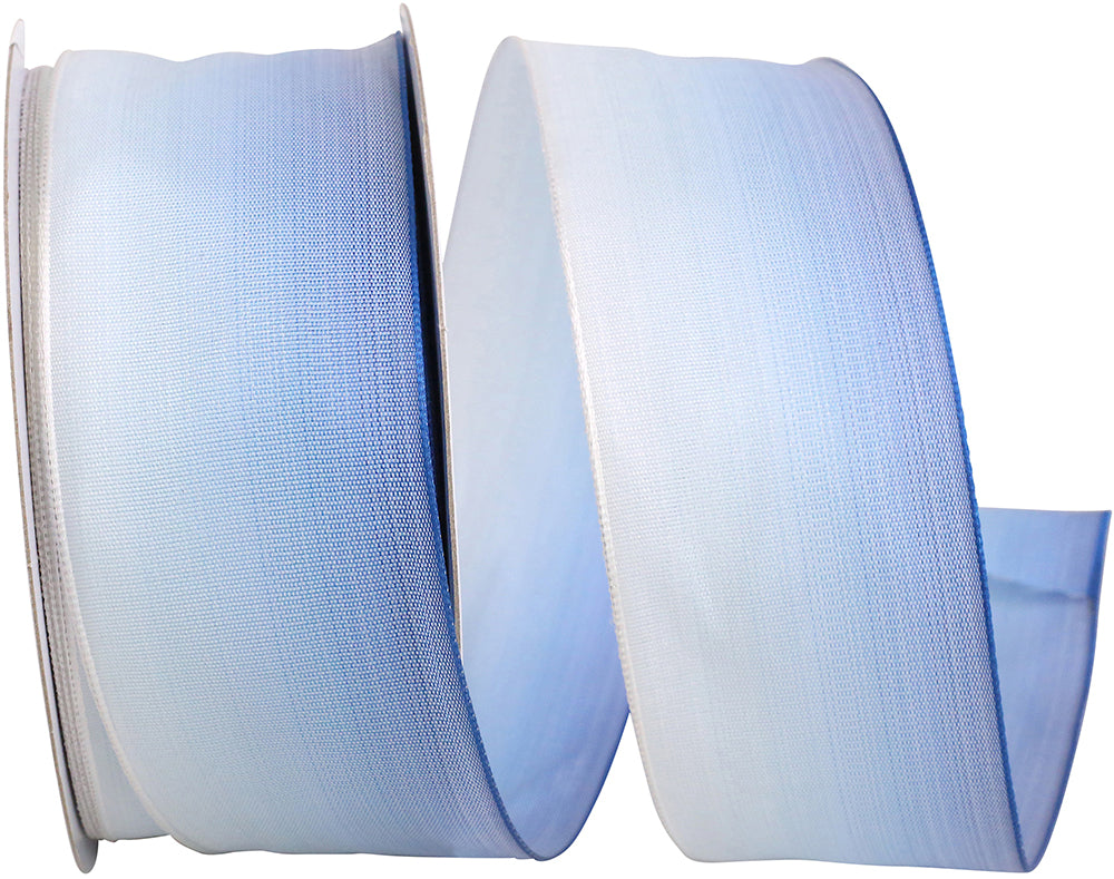 Blue Taffeta Ombre Wired Edge Ribbon 1-1/2 Inch 25 Yards