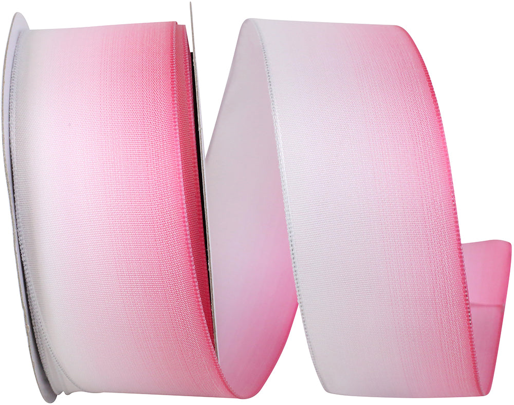 Taffeta Ombre Wired Edge Ribbon Pink White 1-1/2 Inch