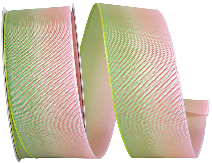 Taffeta Ombre Ribbon Pink Green 1-1/2 Inch for Bows