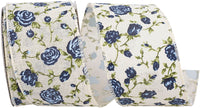 Ivory 2-1 2 Inch Rosevine Hopsack Wired Edge Ribbon Rd for Wreaths & Bows