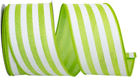 Lime 2-1 2 Inch Continuous Stripe Linen Wired Edge Ribbon Rd for Wreaths & Bows